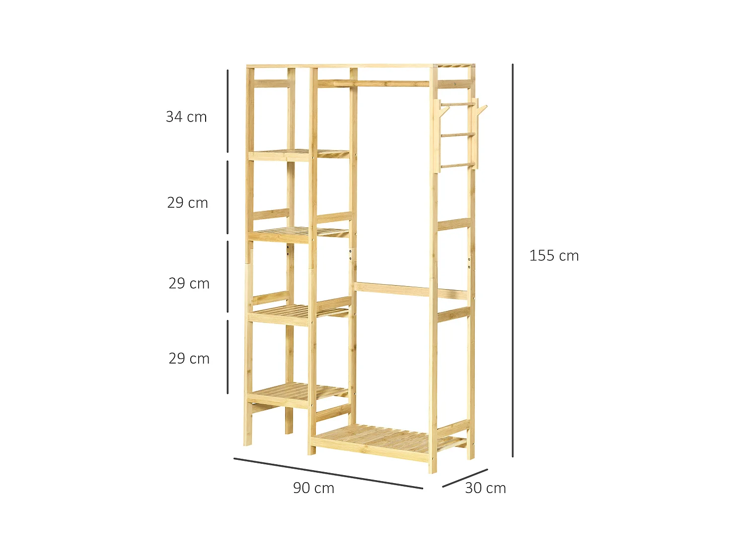 Perchero burro madera natural 90x30x155 cm HOMCOM