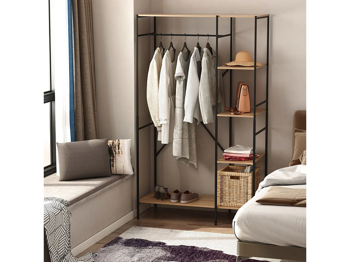 Perchero de ropa madera natural 100x46x170.5 cm HOMCOM