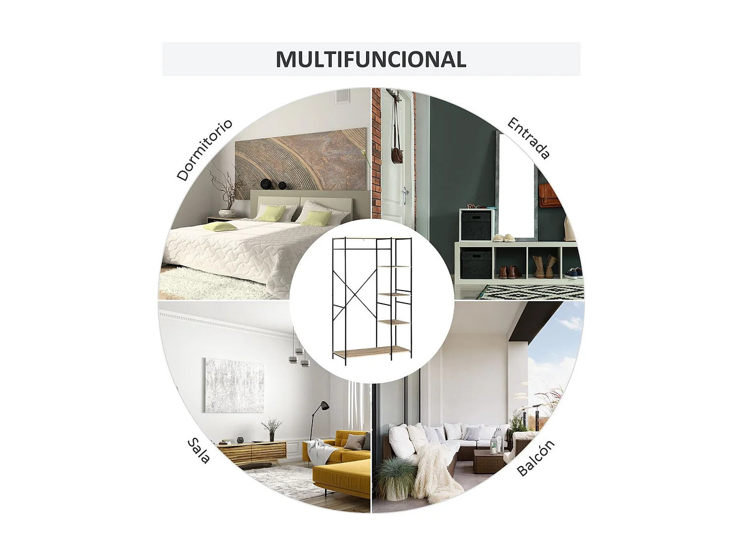 Perchero de ropa madera natural 100x46x170.5 cm HOMCOM