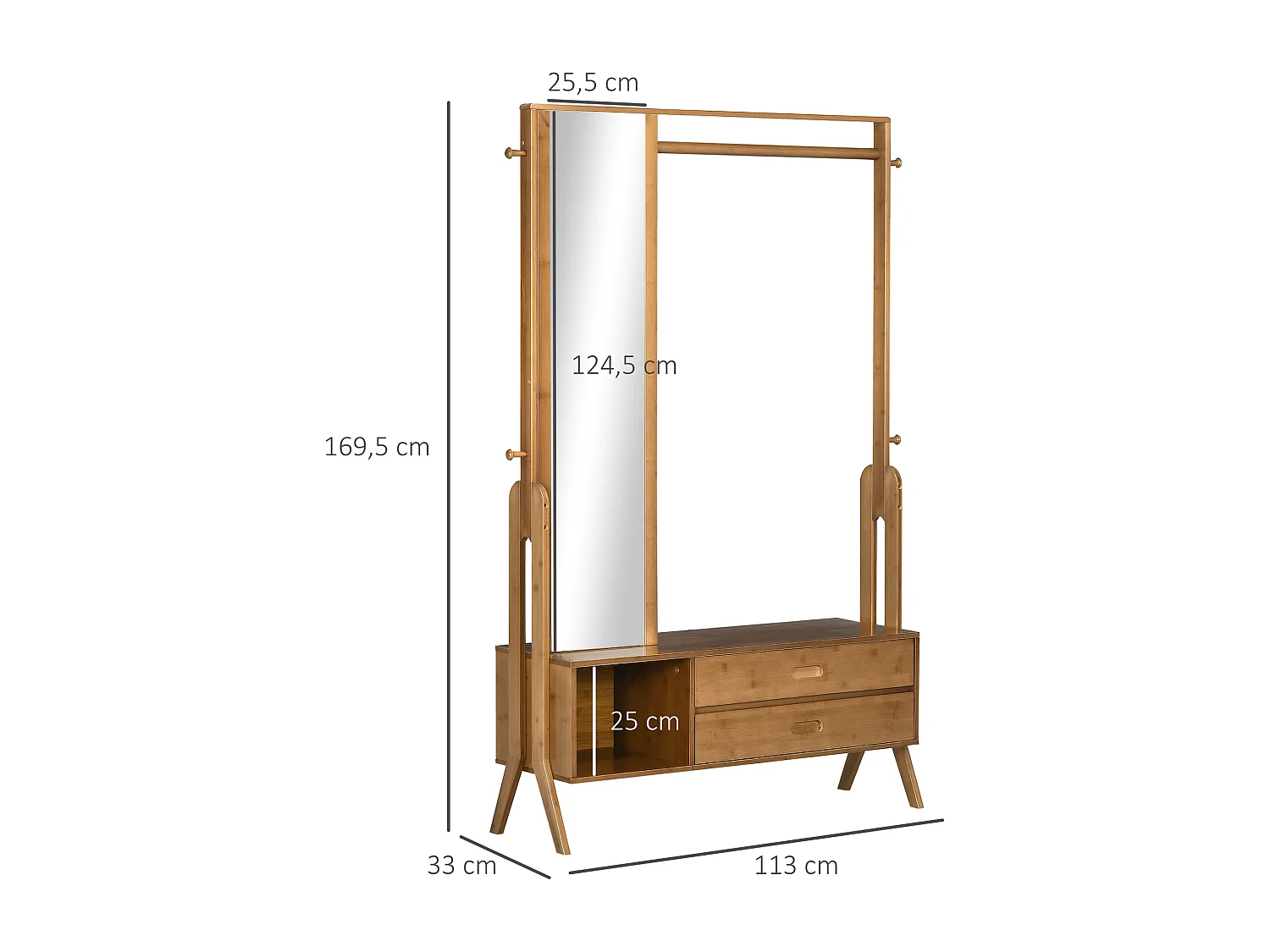 Perchero con cajones marrón 113x33x169.5 cm HOMCOM