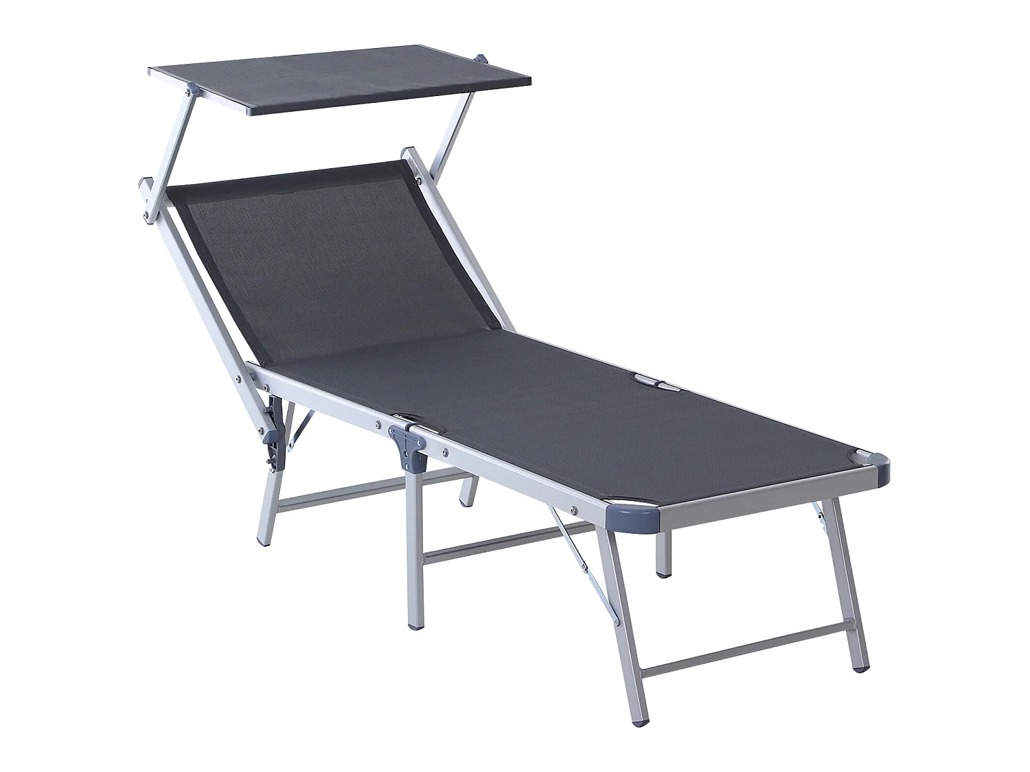 Tumbona con toldo gris 169x72x70 cm Outsunny