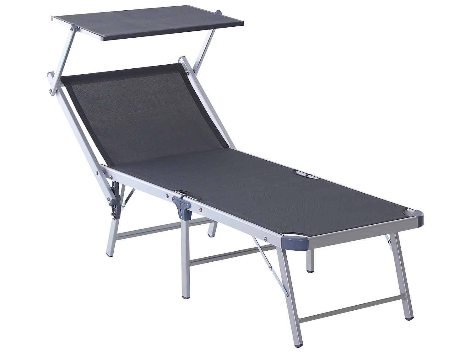 Tumbona con toldo gris 169x72x70 cm Outsunny