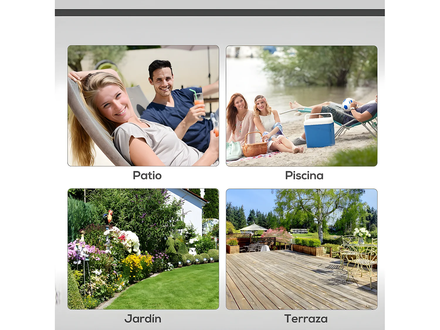 Tumbona con toldo gris 169x72x70 cm Outsunny