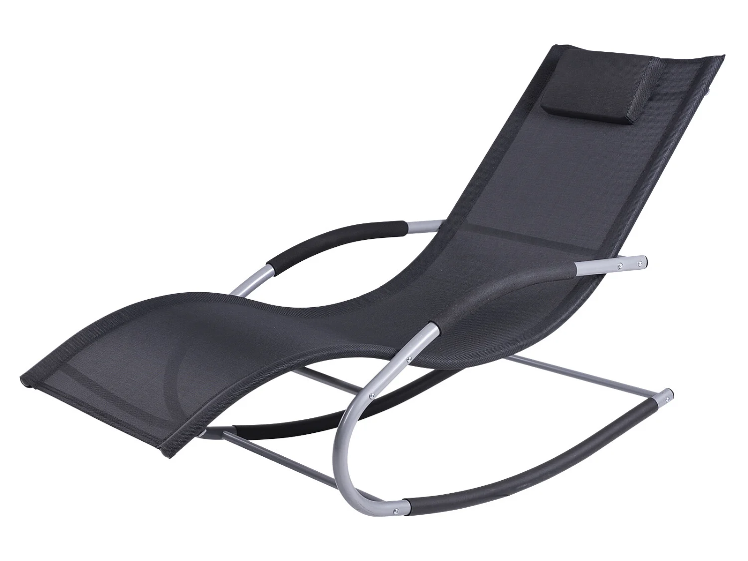 Tumbona mecedora negro 63x144x84 cm Outsunny