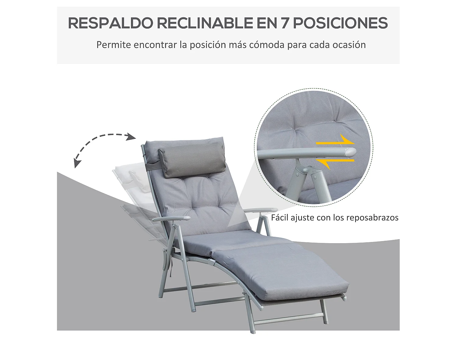 Tumbona de jardín gris 137x63.5x100.5cm Outsunny