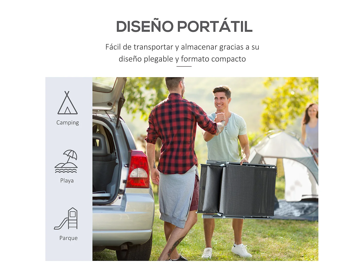 Tumbona de jardín gris 137x63.5x100.5cm Outsunny