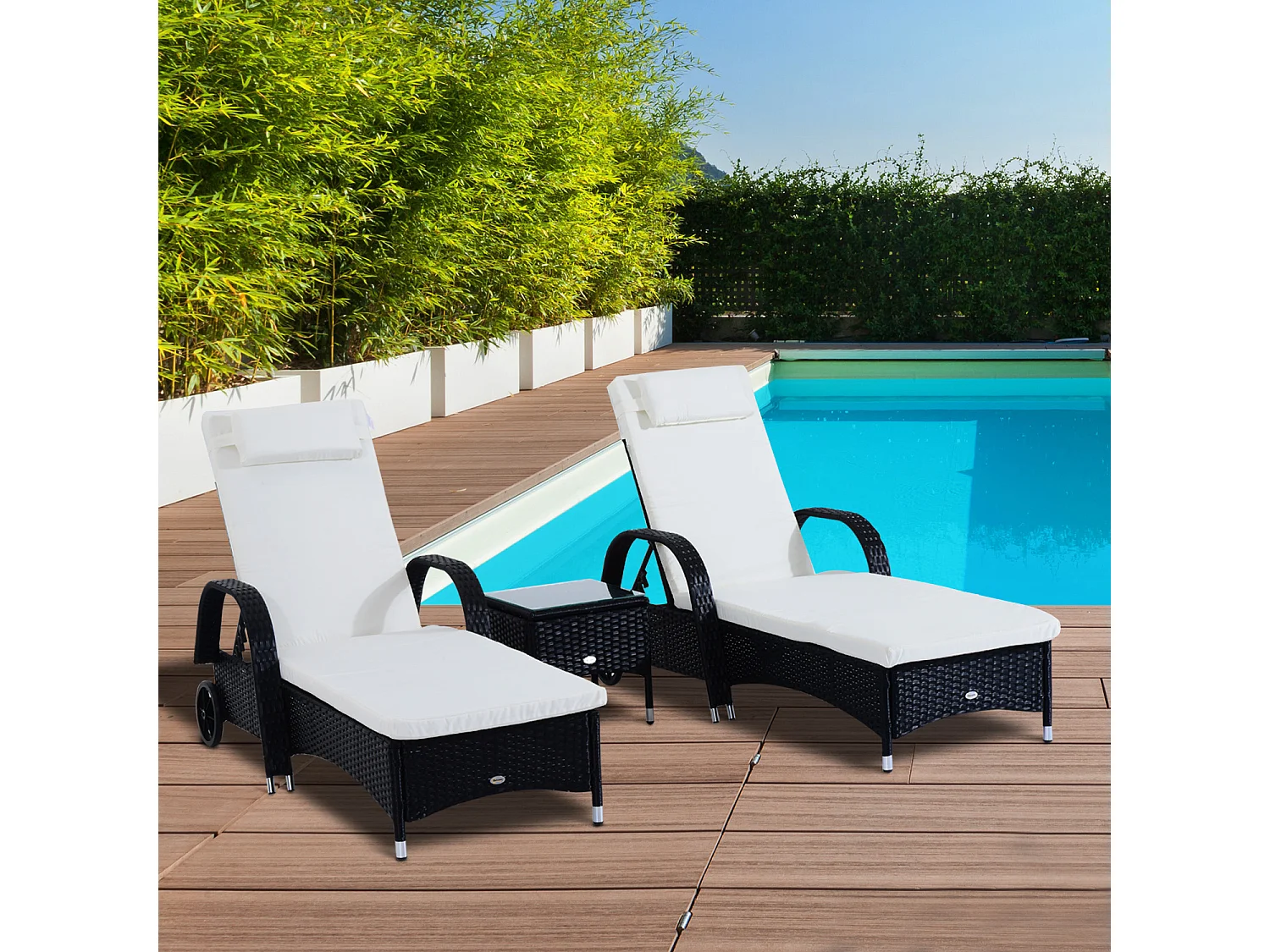 Conjuntos de muebles de jardín negro 200x73x103cm Outsunny