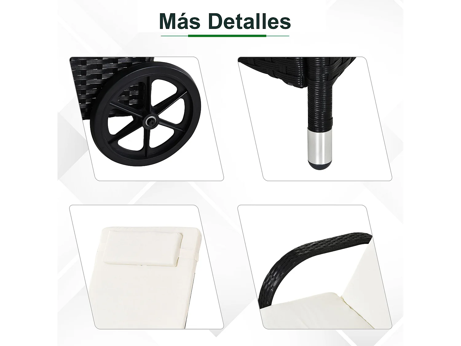 Conjuntos de muebles de jardín negro 200x73x103cm Outsunny