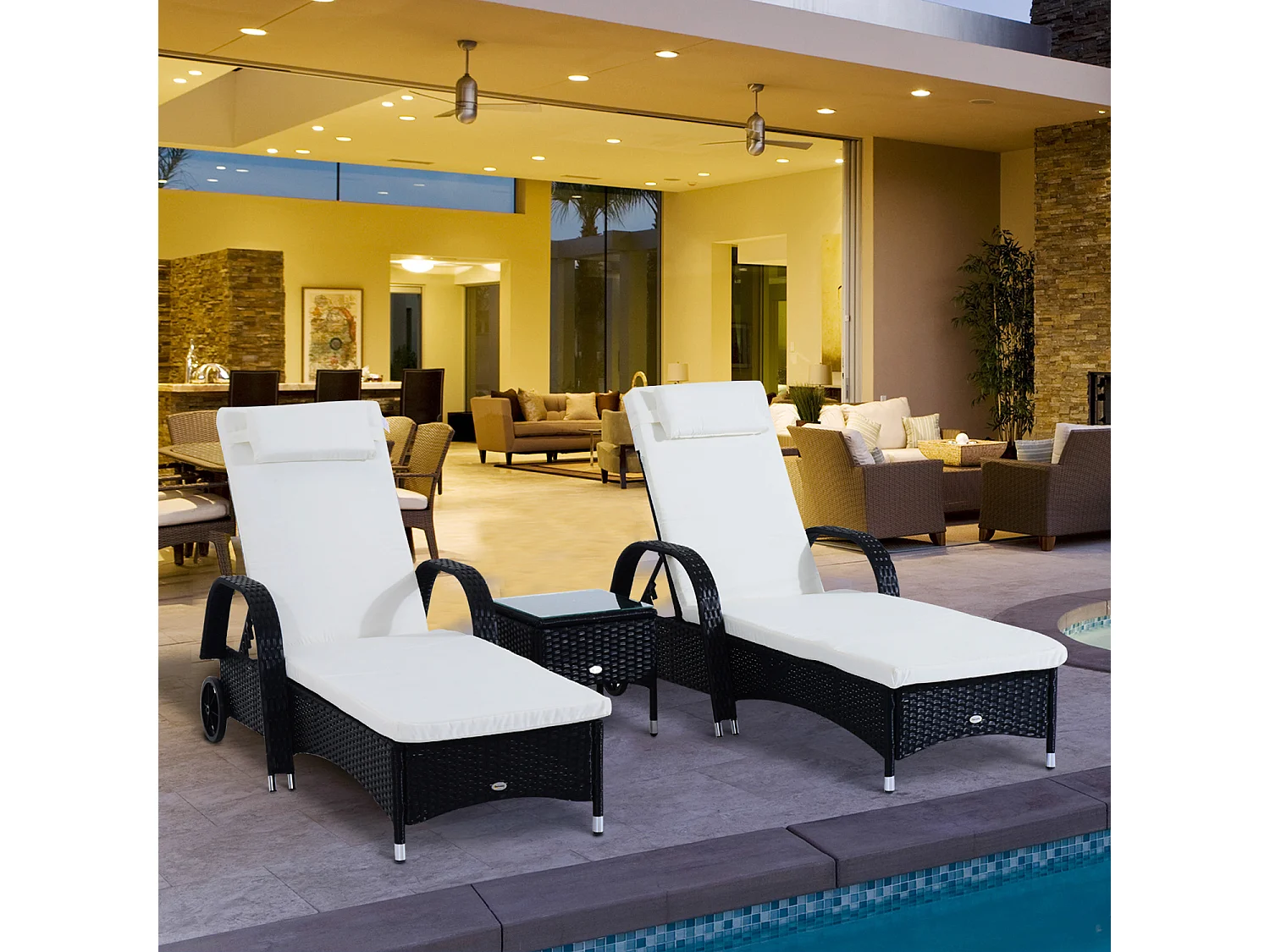 Conjuntos de muebles de jardín negro 200x73x103cm Outsunny