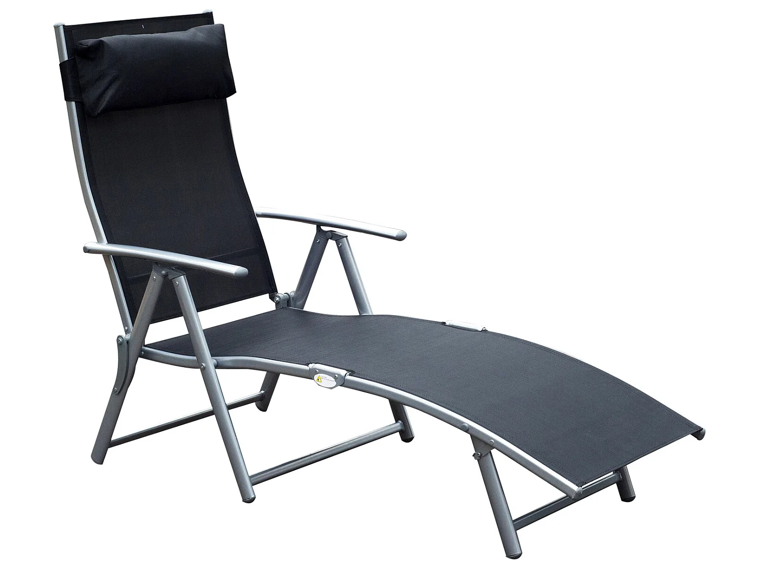 Tumbona plegable negro 137x63.5x100.5 cm Outsunny