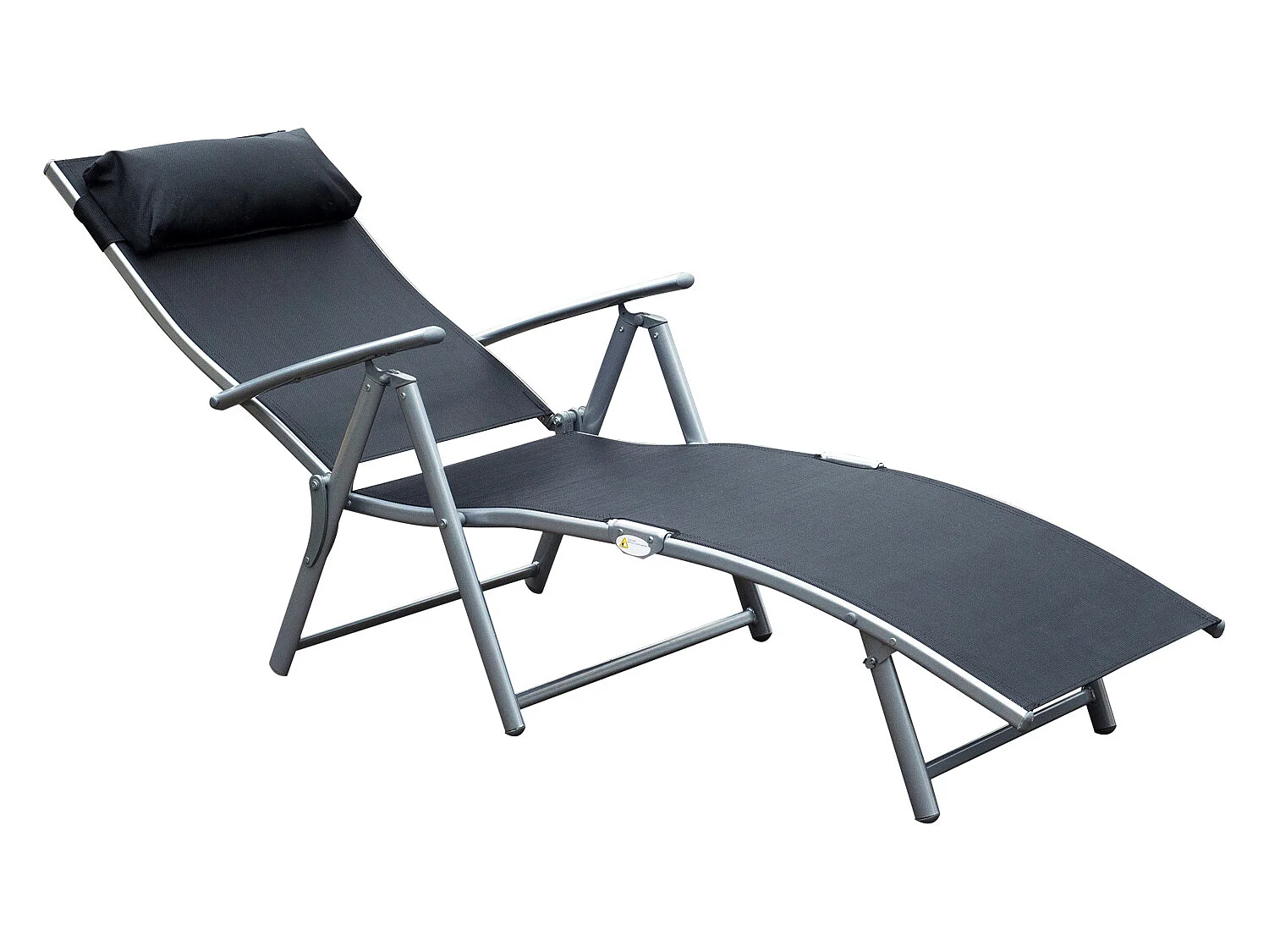 Tumbona plegable negro 137x63.5x100.5 cm Outsunny