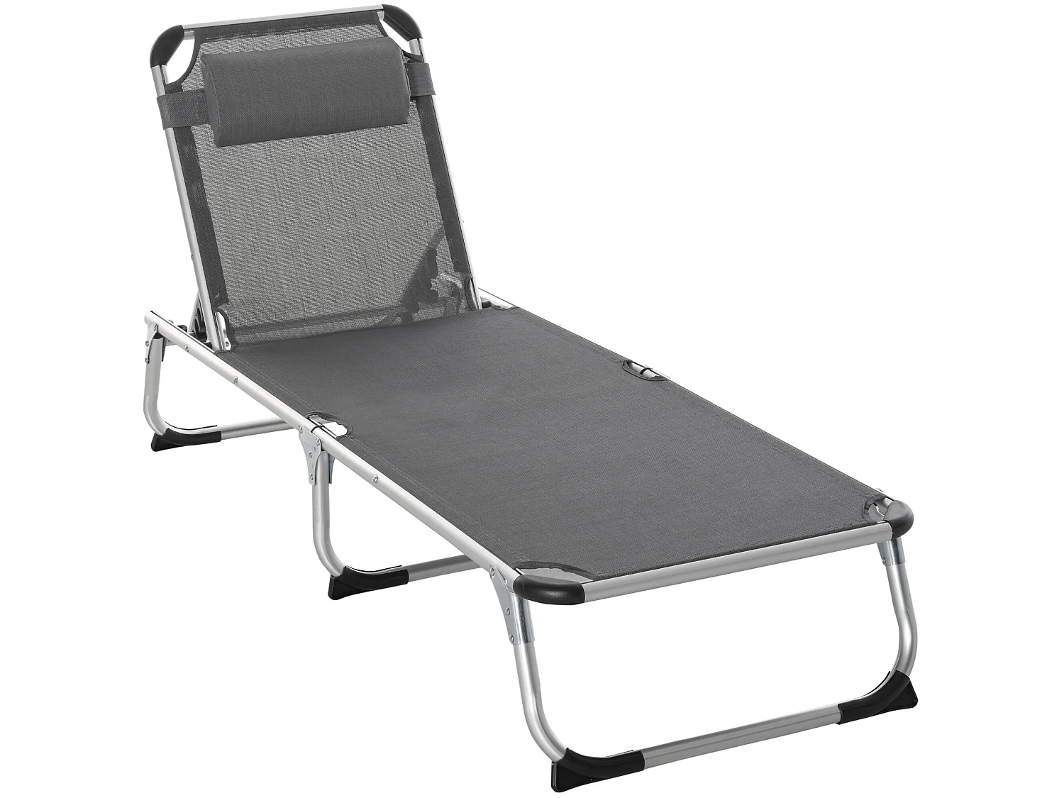 Tumbona plegable gris 170x60x76 cm Outsunny