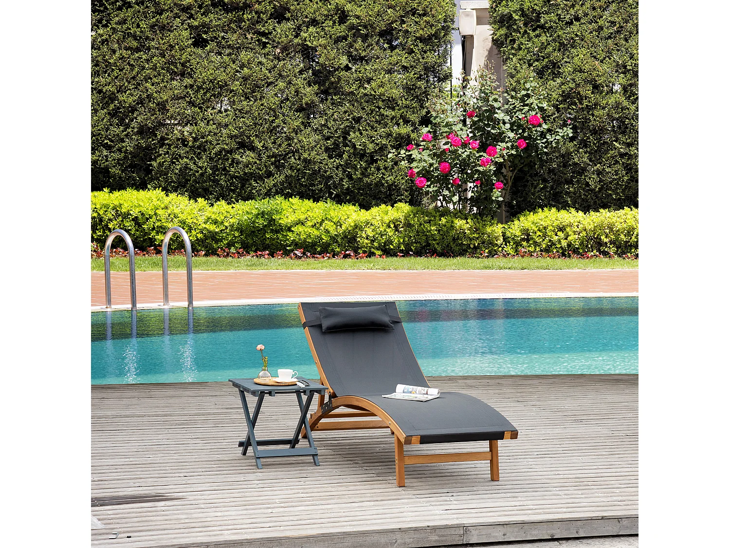 Tumbona negro 182x64x71 cm Outsunny