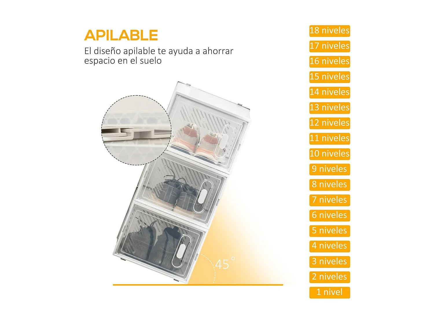 Armario modular transparente 28x36x21 cm 18 unidad HOMCOM