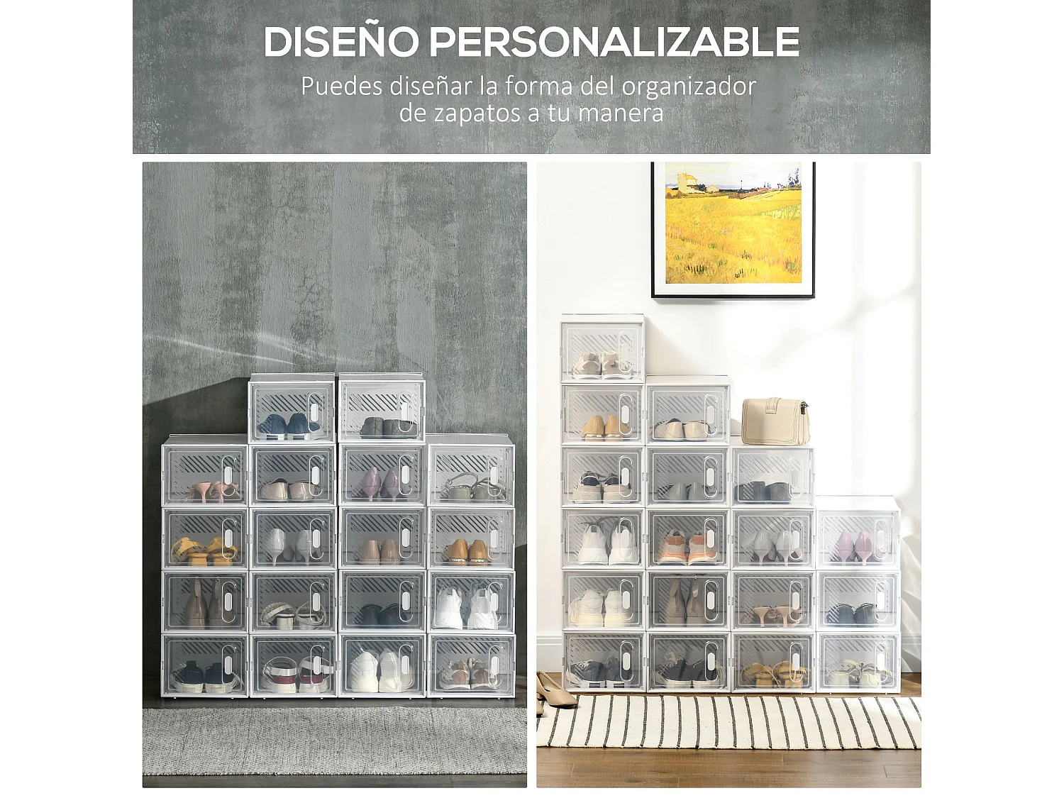 Armario modular transparente 25x35x19 cm 18 unidad HOMCOM