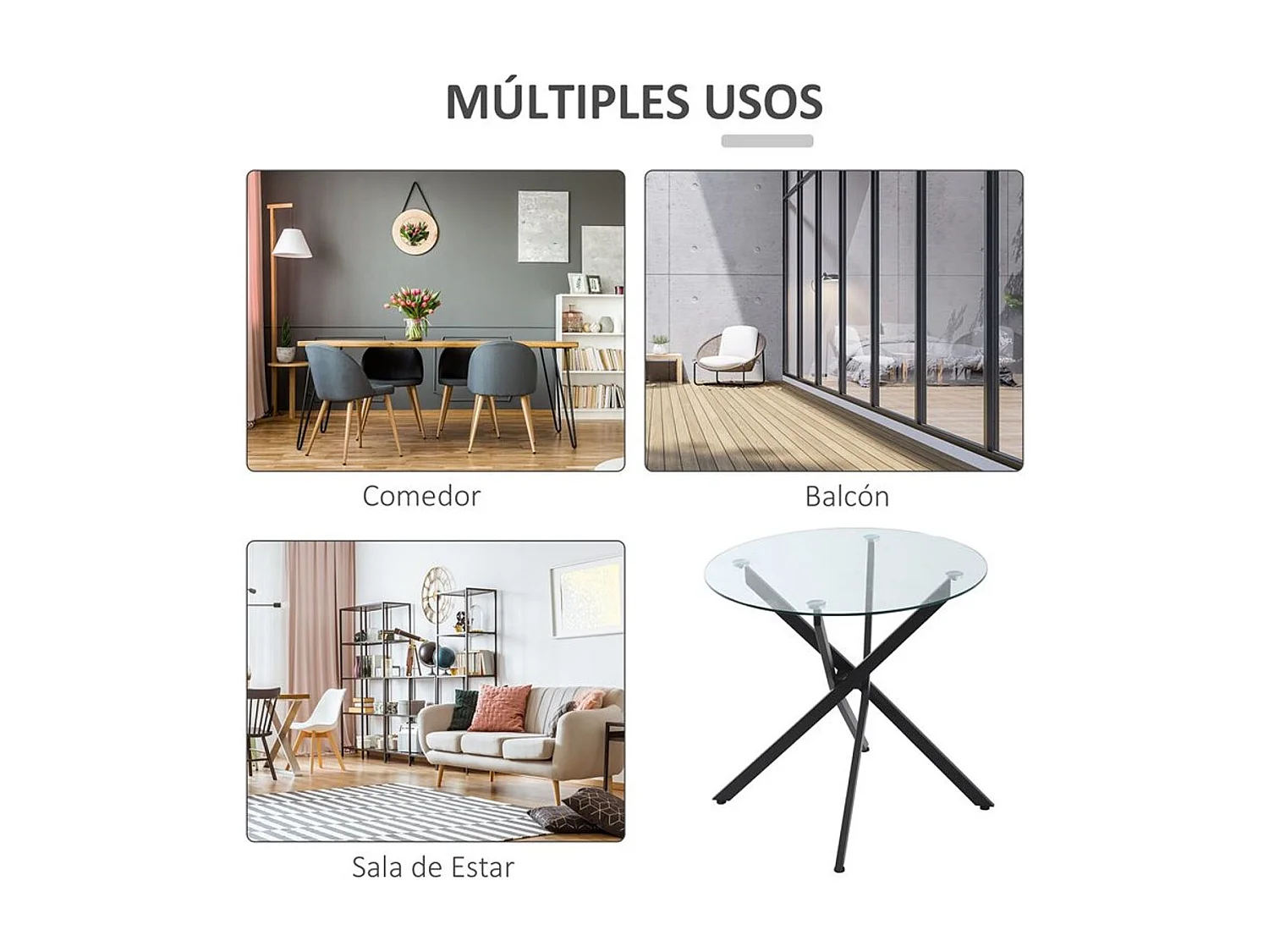 Mesa de comedor negro ø80x75 cm HOMCOM