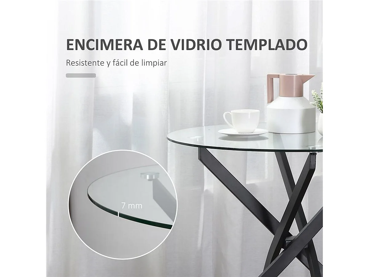 Mesa de comedor negro ø80x75 cm HOMCOM