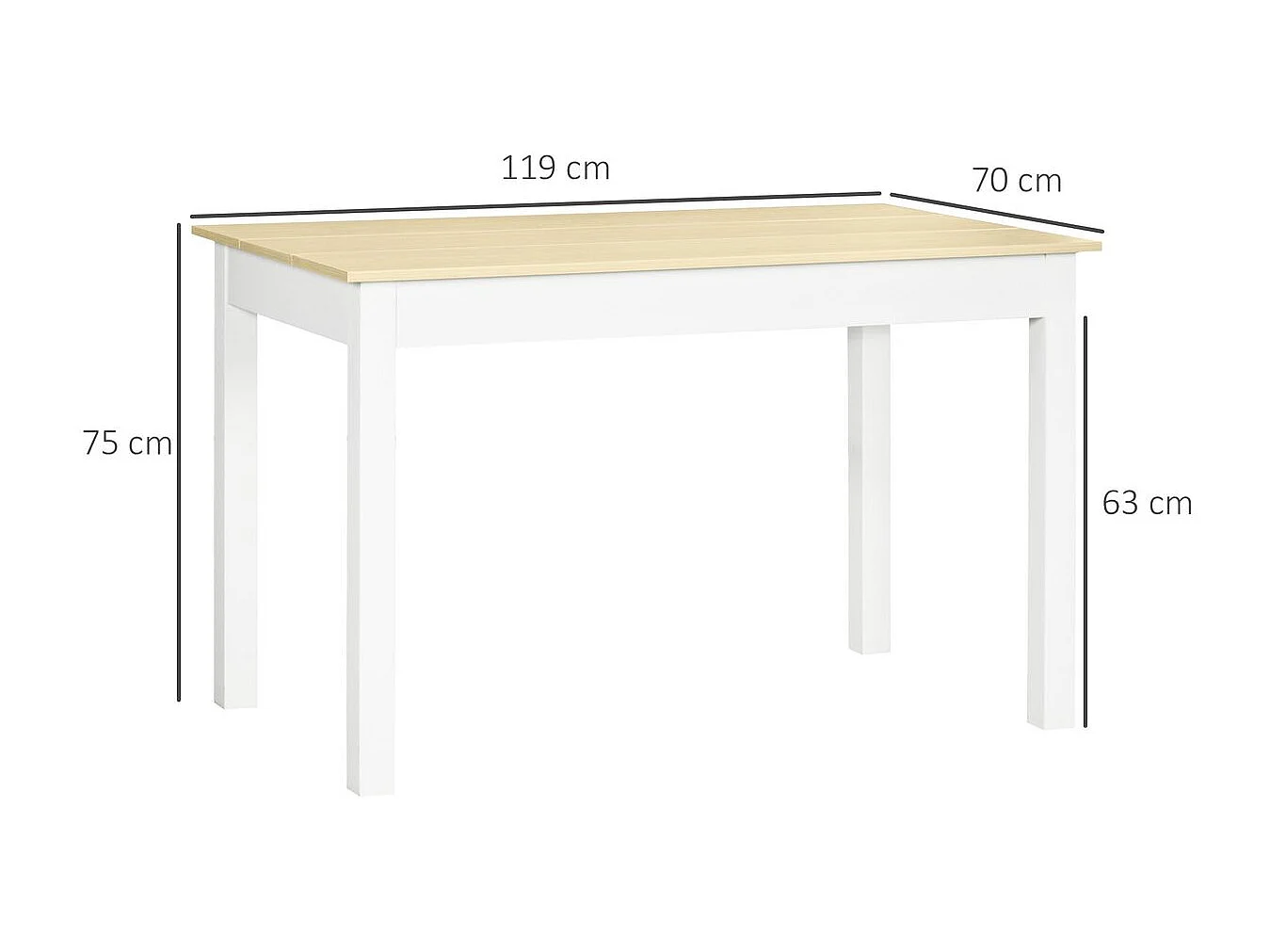 Mesa de comedor roble 119x70x75 cm HOMCOM