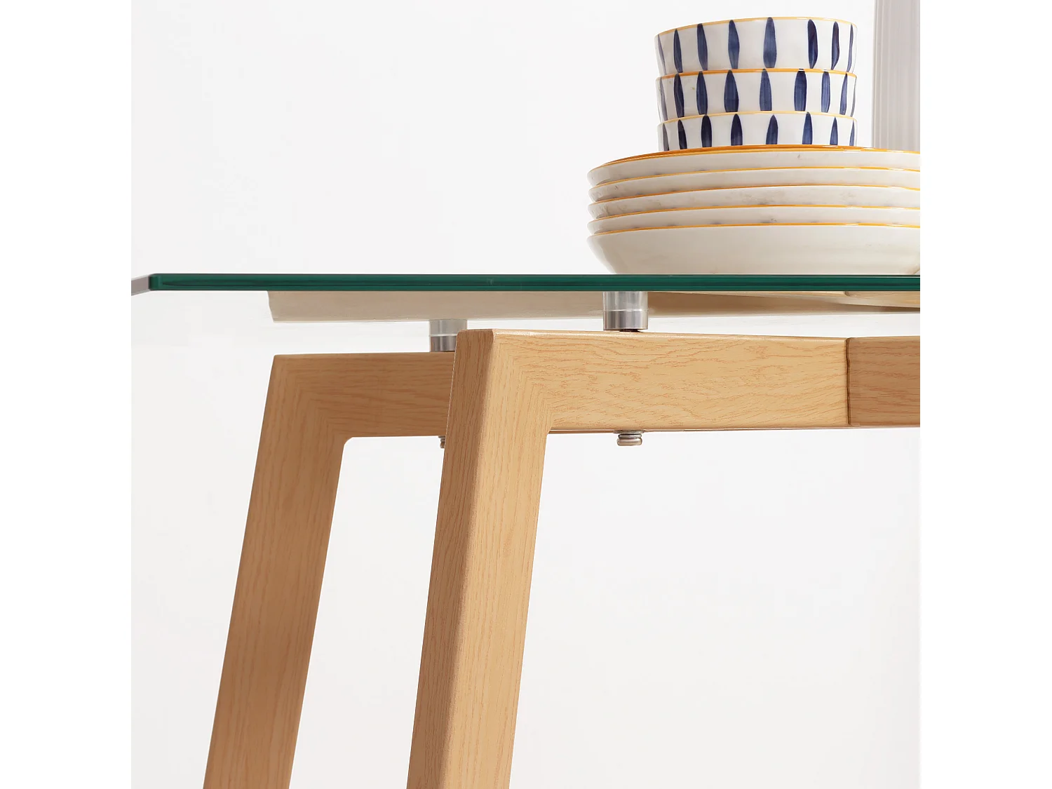 Mesa de comedor transparente y madera 120x60x76 cm HOMCOM