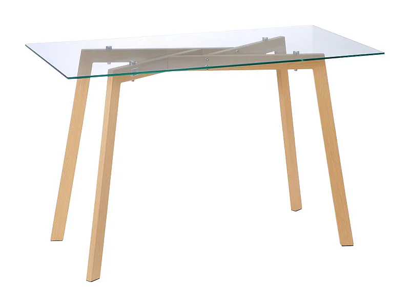Mesa de comedor transparente y madera 120x60x76 cm HOMCOM