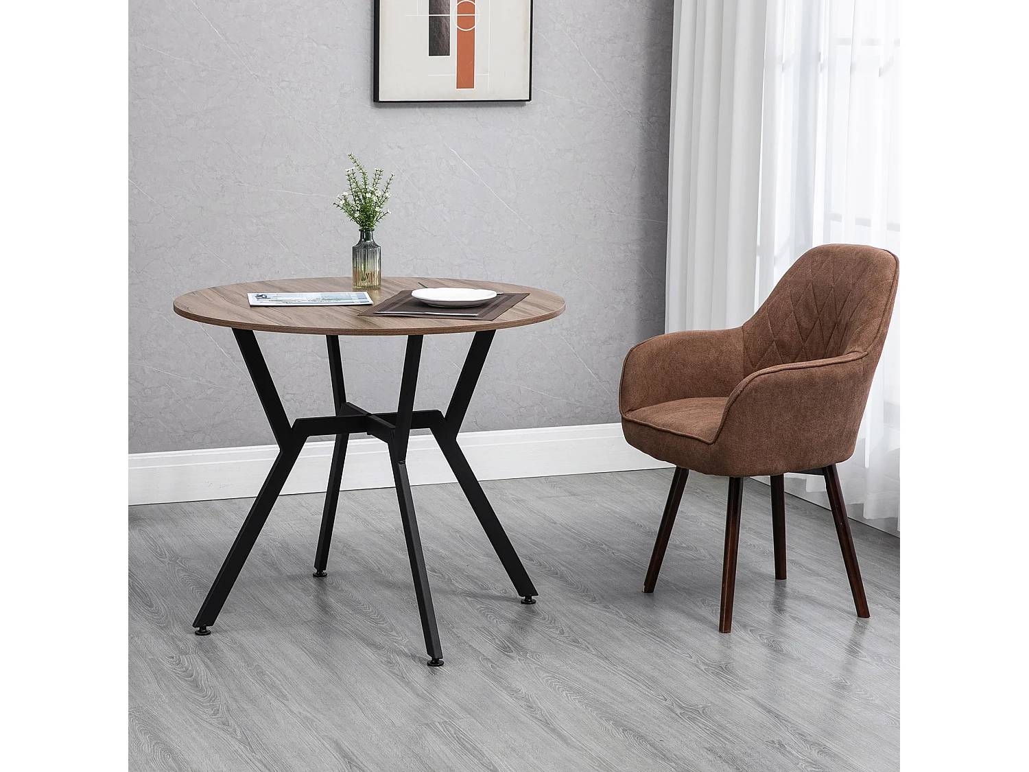 Mesa de comedor marrón 90x90x76 cm HOMCOM