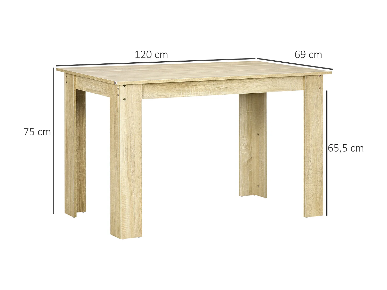 Mesa de comedor roble 120x69x75 cm HOMCOM