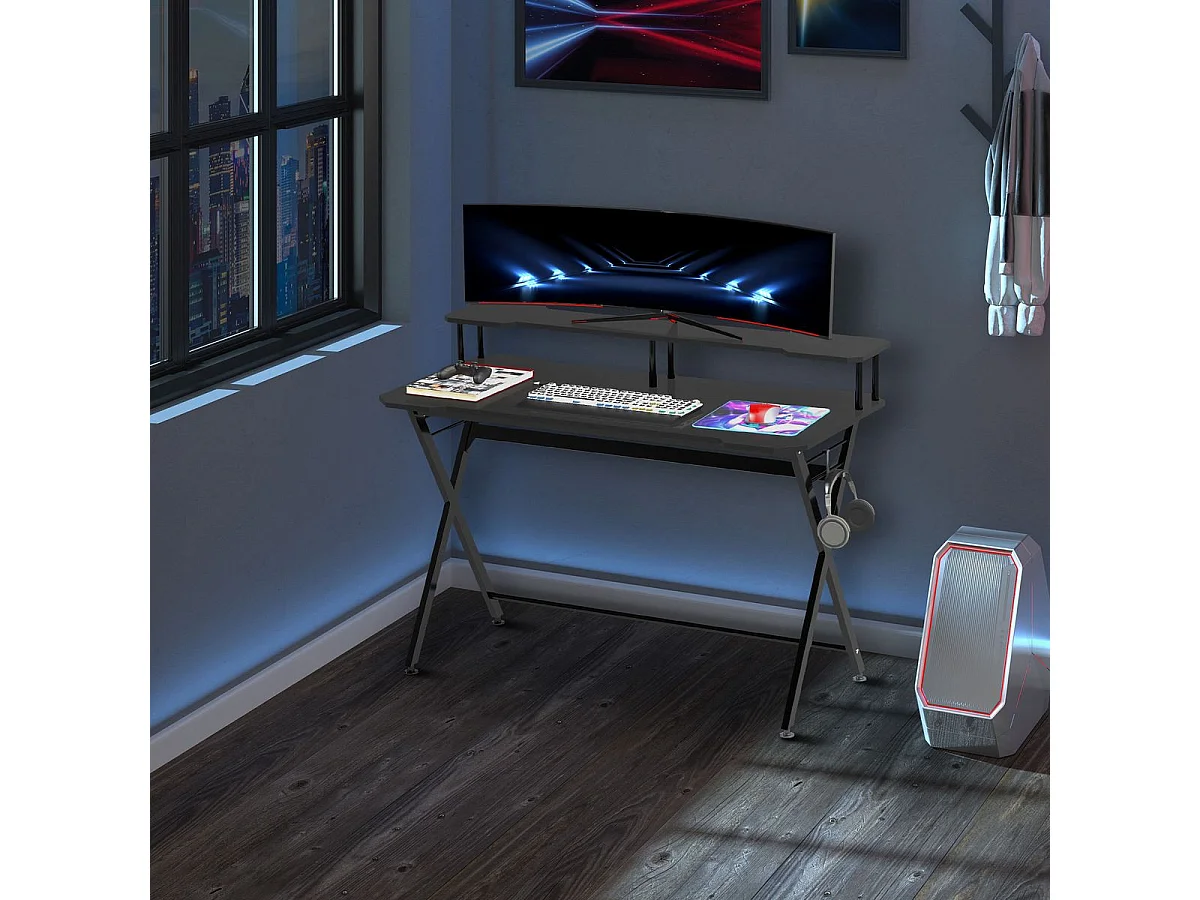 Mesa gaming negro 140x60x90 cm HOMCOM