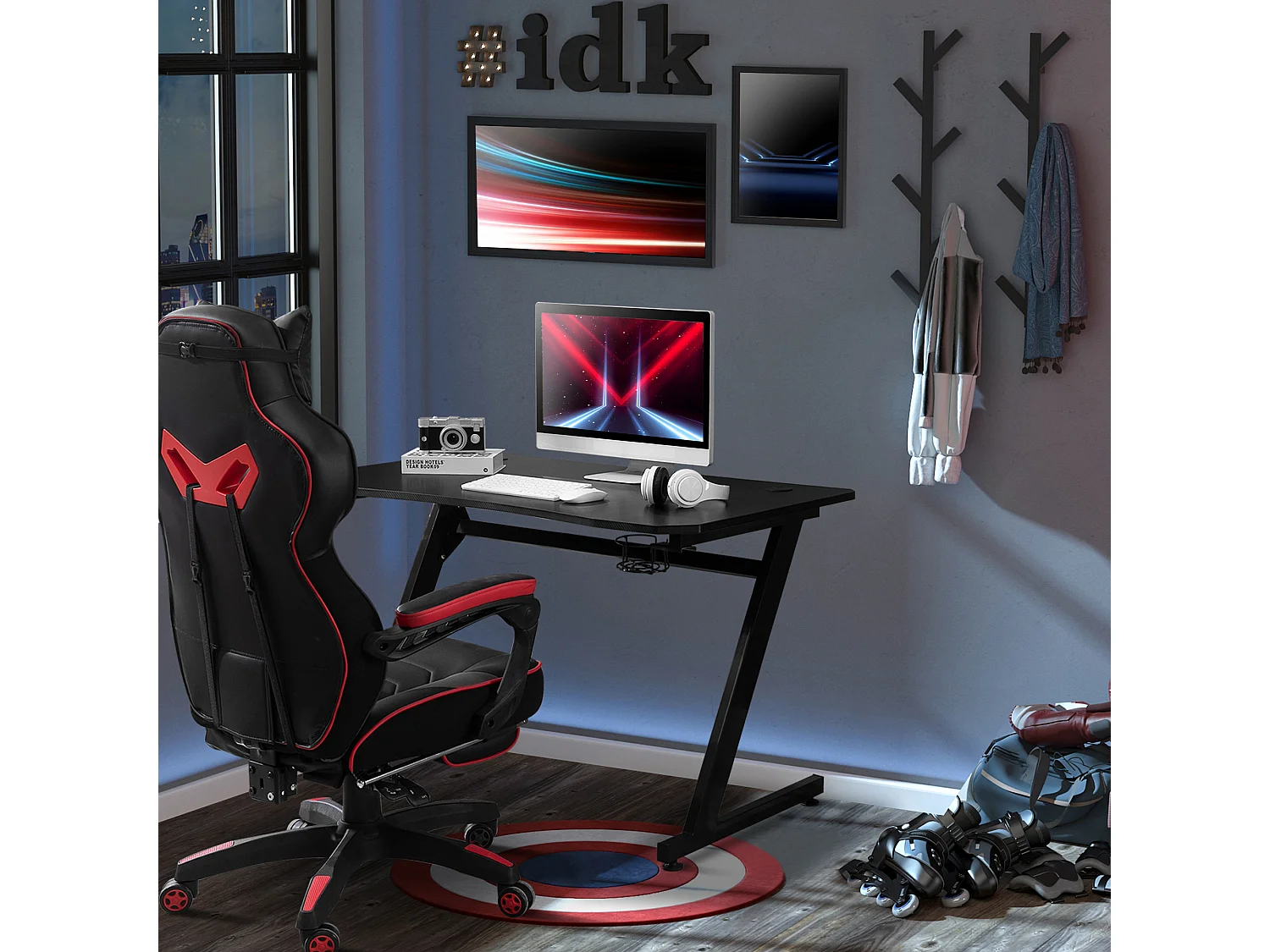 Mesa gaming negro 120x65x74.5 cm HOMCOM