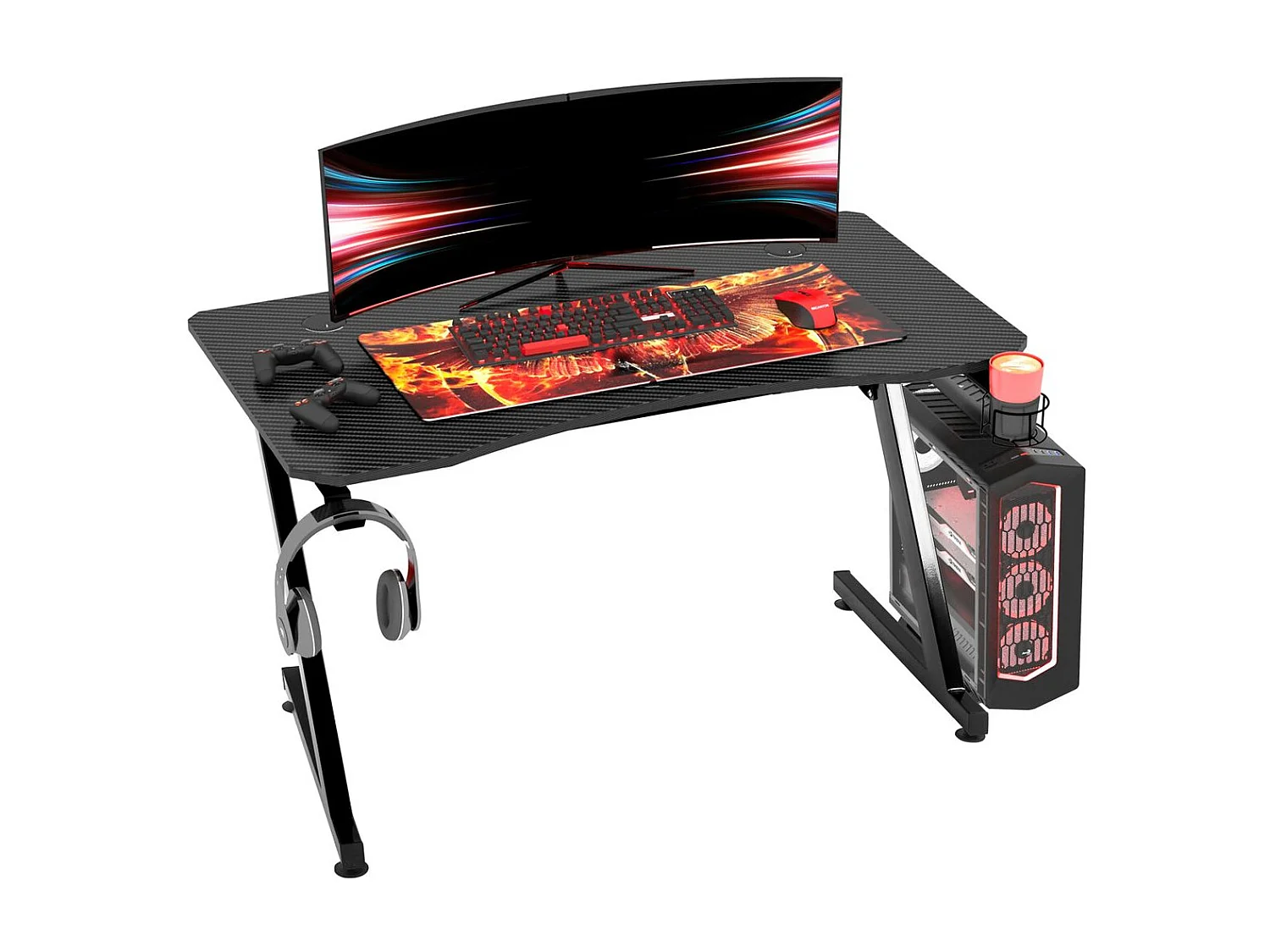 Mesa gaming negro 120x65x74.5 cm HOMCOM
