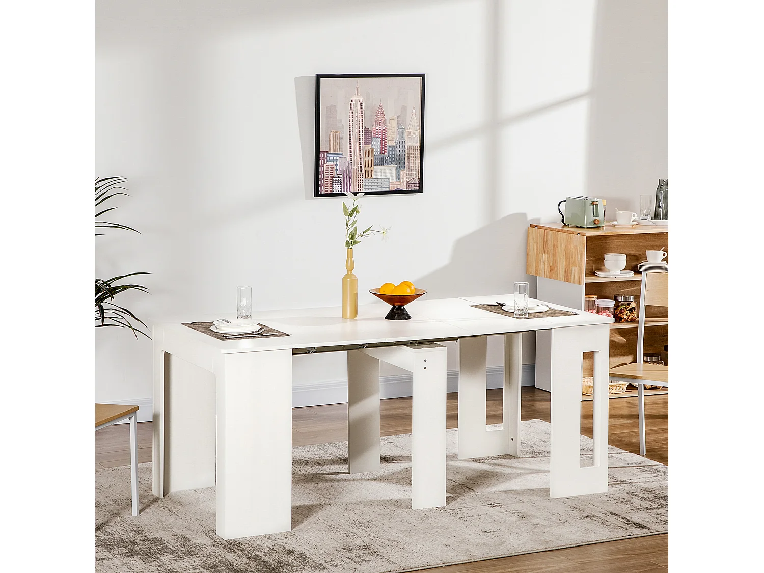 Mesa extensible cocina blanco 180x85x75 cm HOMCOM