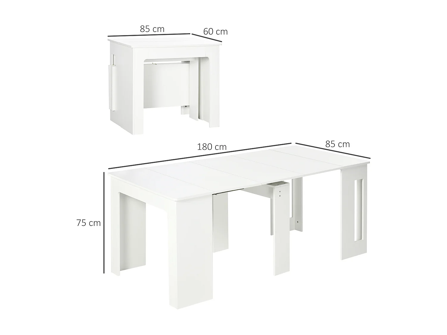 Mesa extensible cocina blanco 180x85x75 cm HOMCOM