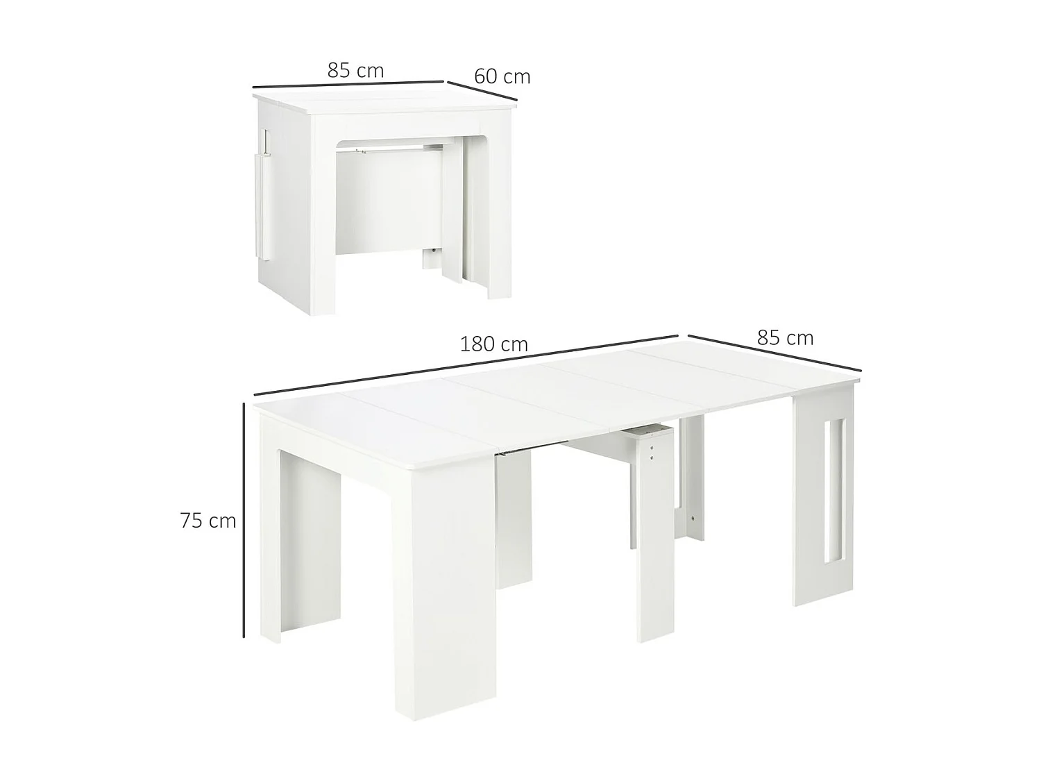 Mesa extensible cocina blanco 180x85x75 cm HOMCOM