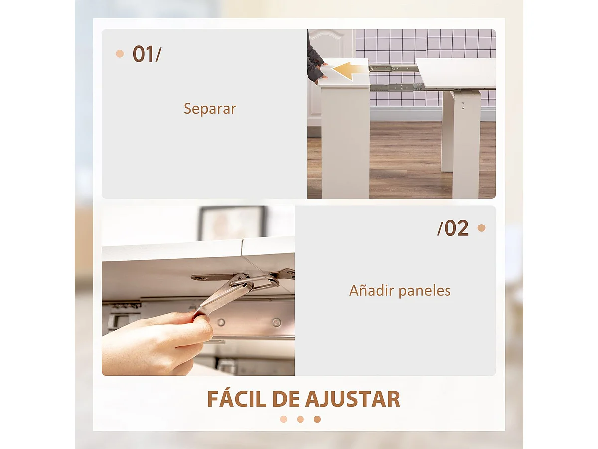 Mesa extensible cocina blanco 180x85x75 cm HOMCOM