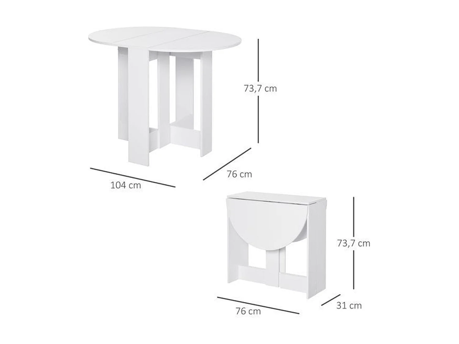 Mesa plegable blanco 104x76x73.7 cm HOMCOM