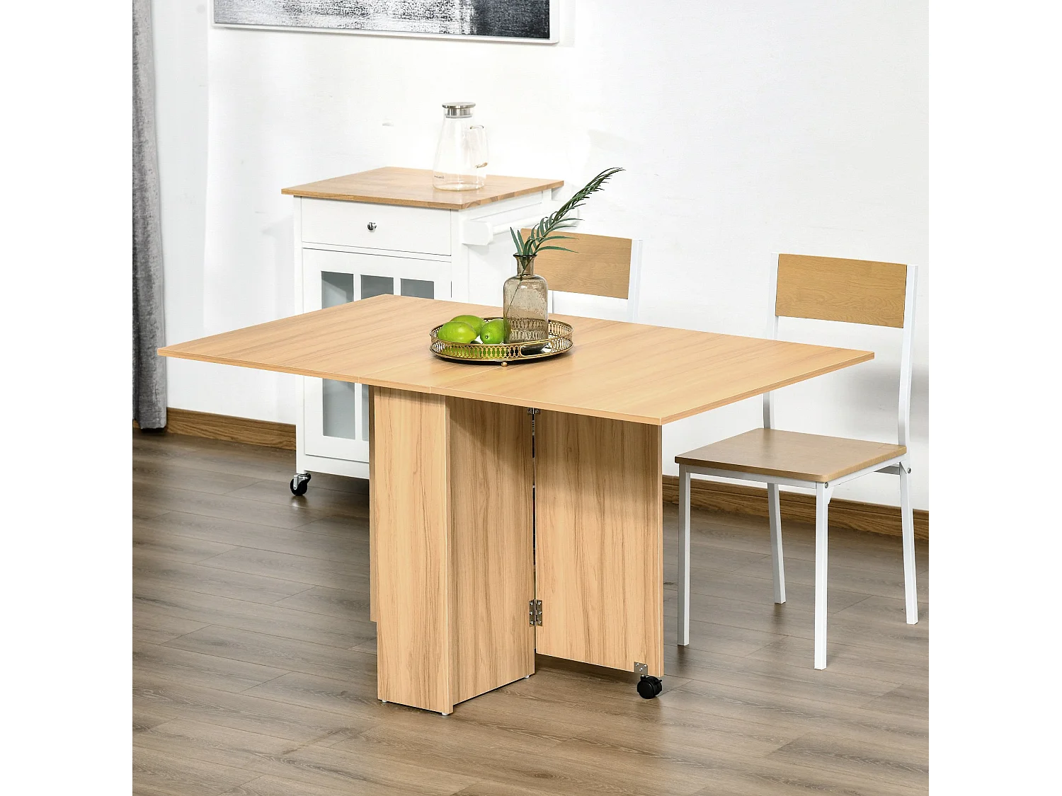 Mesa plegable con ruedas madera natural 140x80x74 cm HOMCOM