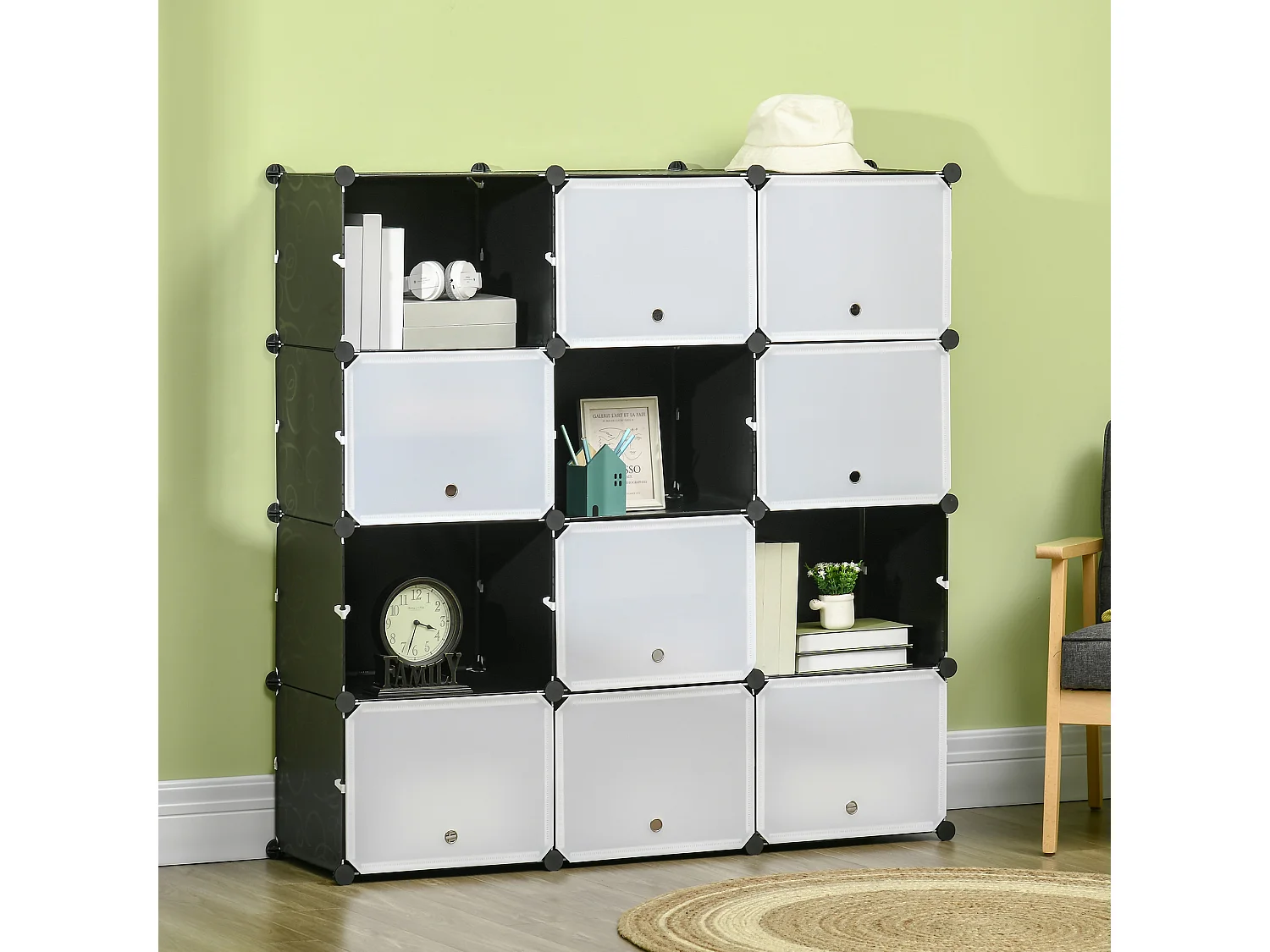 Armario modular negro y blanco 125x32x125 cm HOMCOM