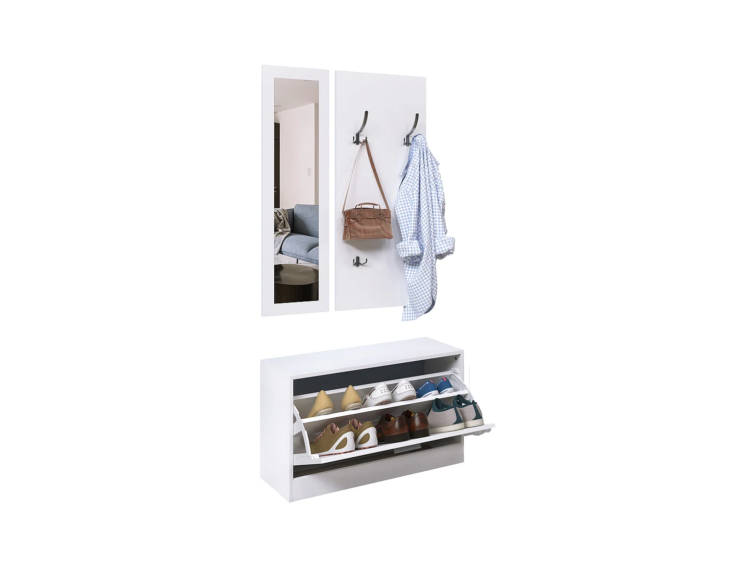Juego de muebles de pasillo blanco 80x27x46,5 cm HOMCOM
