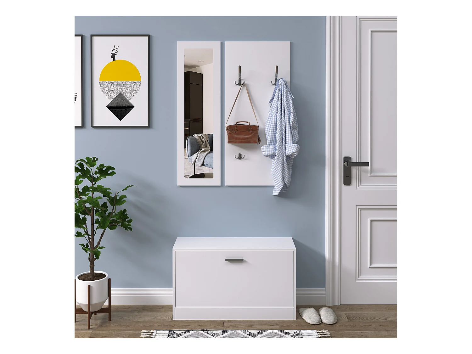 Juego de muebles de pasillo blanco 80x27x46,5 cm HOMCOM