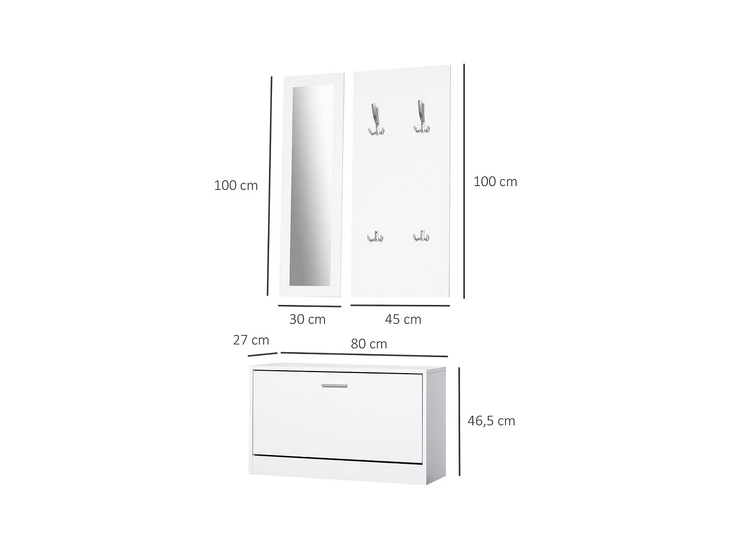 Juego de muebles de pasillo blanco 80x27x46,5 cm HOMCOM