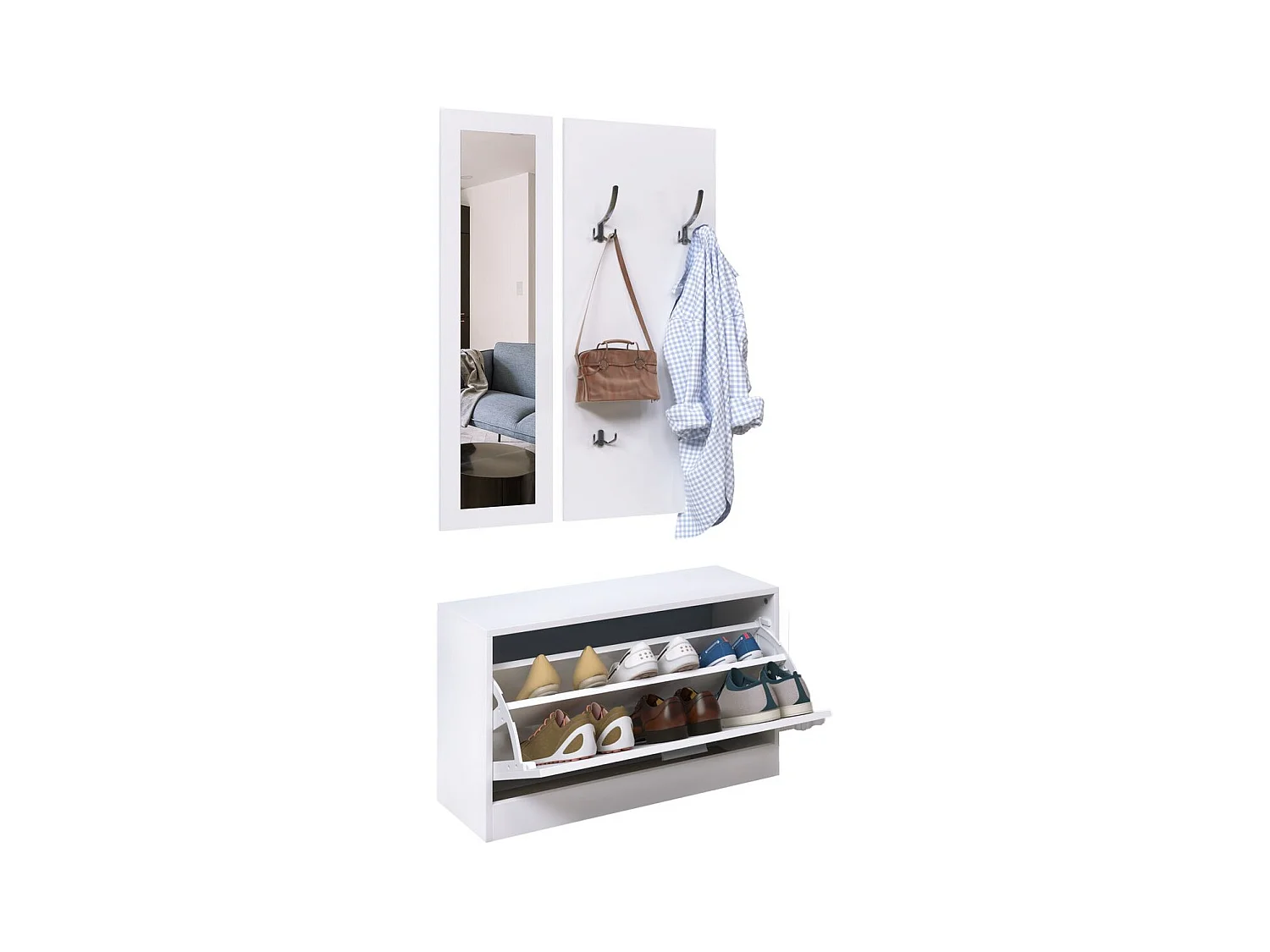 Juego de muebles de pasillo blanco 80x27x46,5 cm HOMCOM