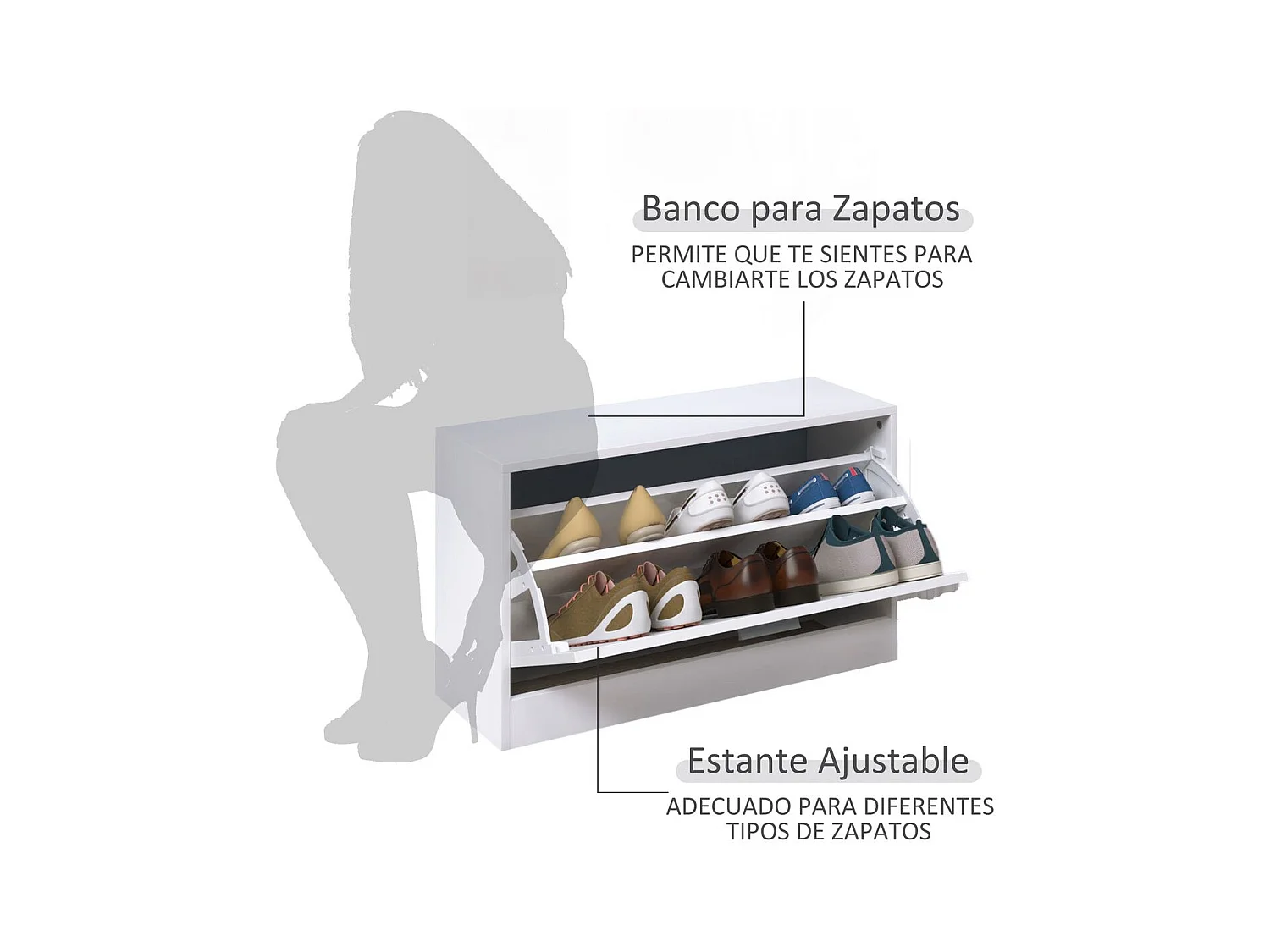 Juego de muebles de pasillo blanco 80x27x46,5 cm HOMCOM