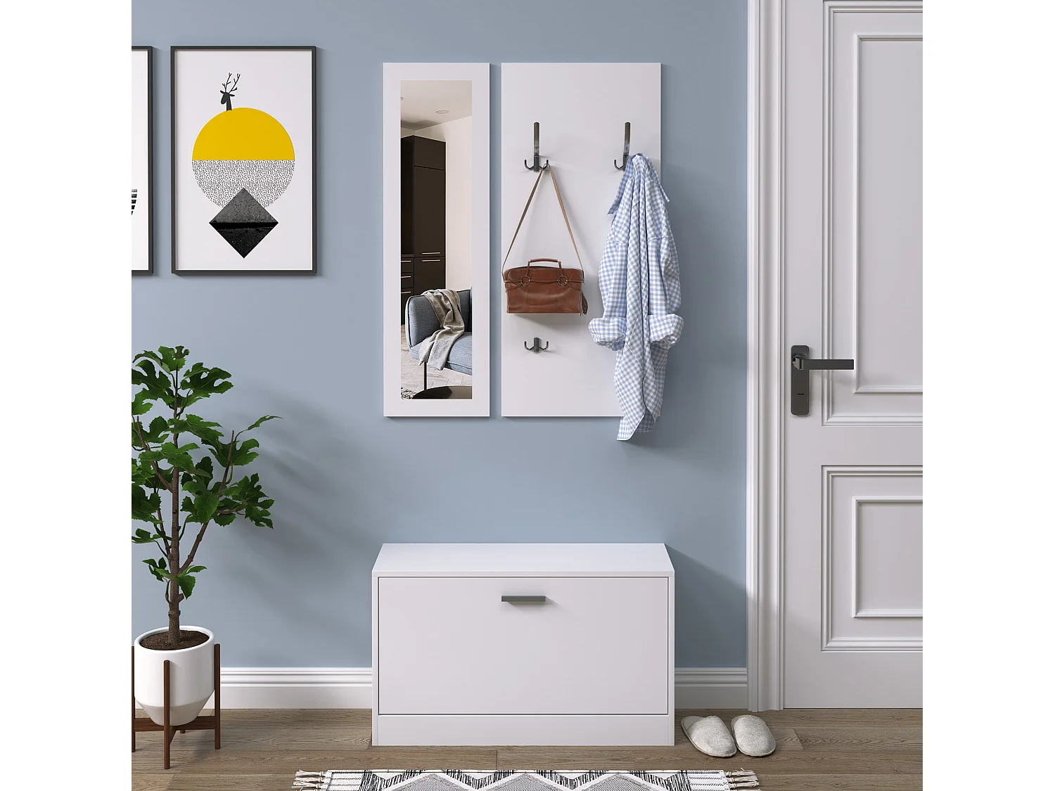 Juego de muebles de pasillo blanco 80x27x46,5 cm HOMCOM