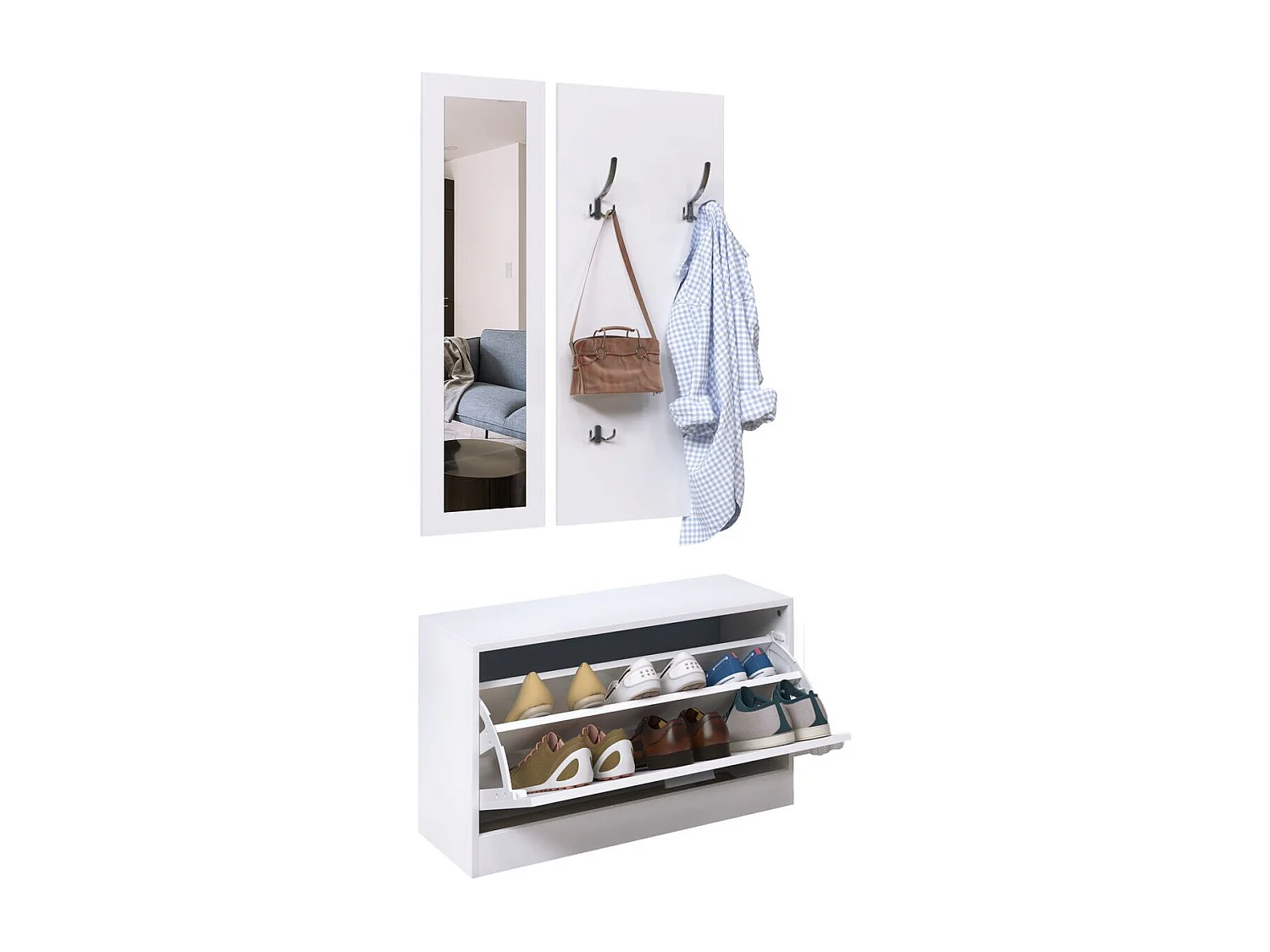 Juego de muebles de pasillo blanco 80x27x46,5 cm HOMCOM