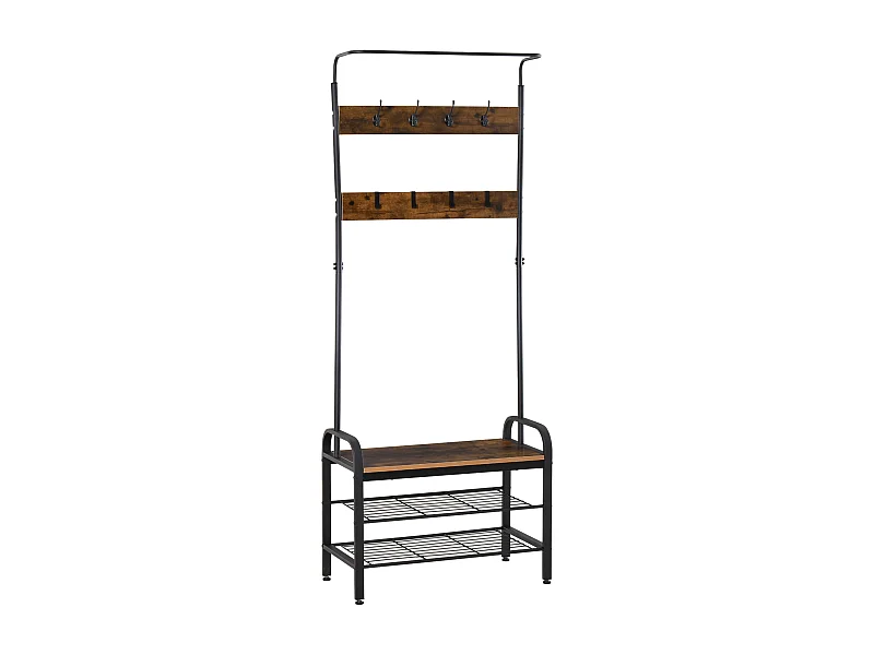 Perchero metálico negro, color de grano de madera 72x34x185cm HOMCOM