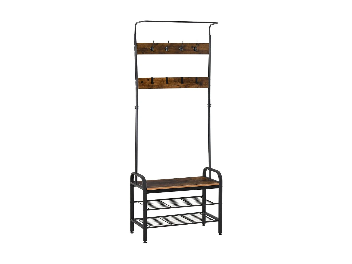 Perchero metálico negro, color de grano de madera 72x34x185cm HOMCOM