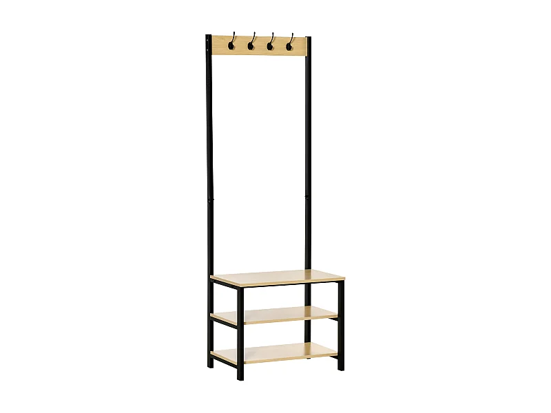 Perchero de pie madera natural 60x40x175cm HOMCOM
