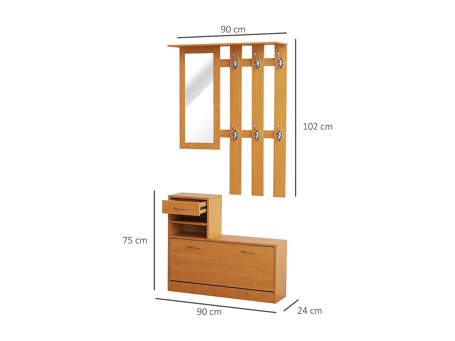 Conjunto muebles de entrada madera 90x22x116cm HOMCOM
