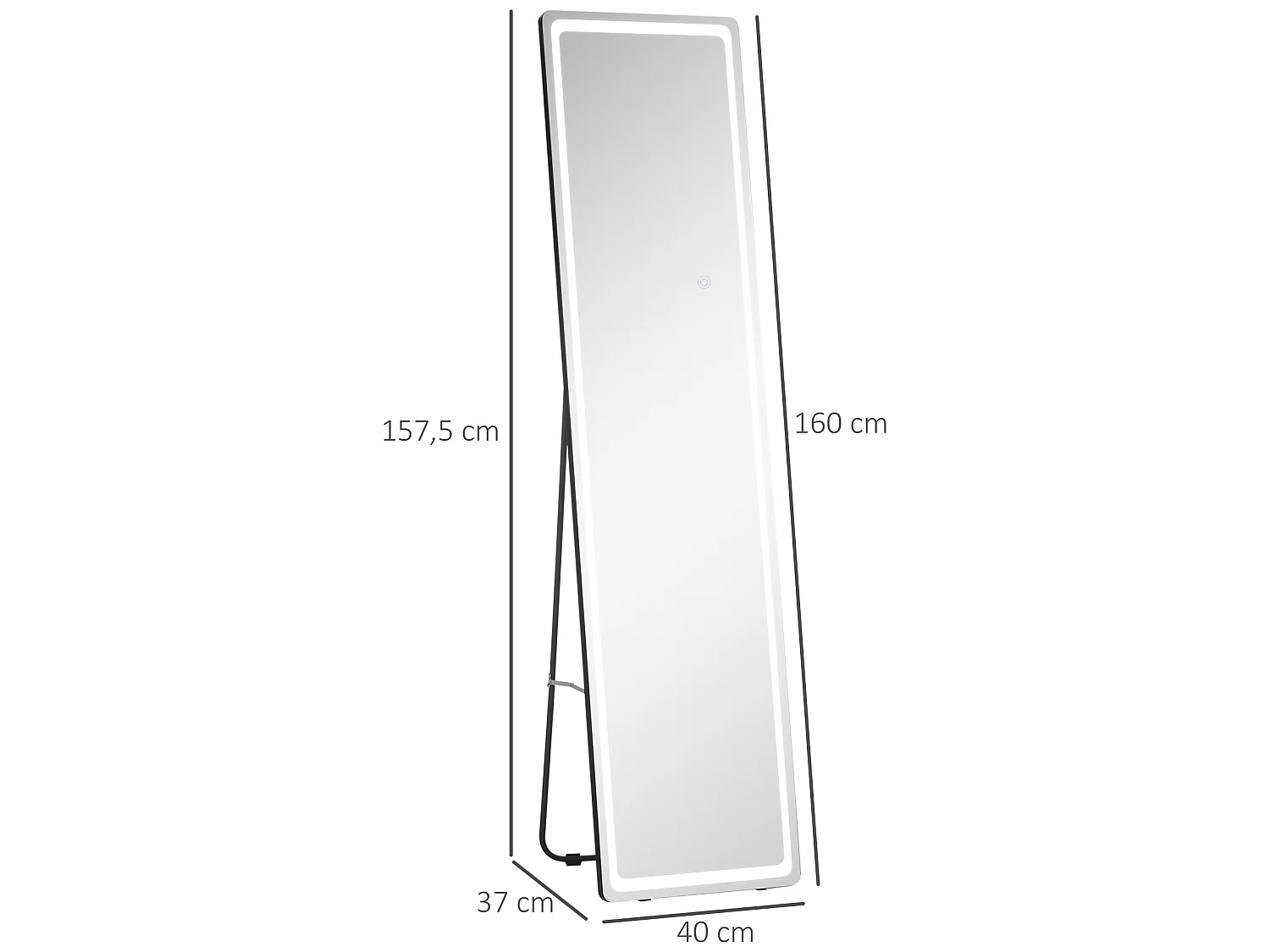 Espejo de pie plata y negro 40x37x157.5 cm HOMCOM