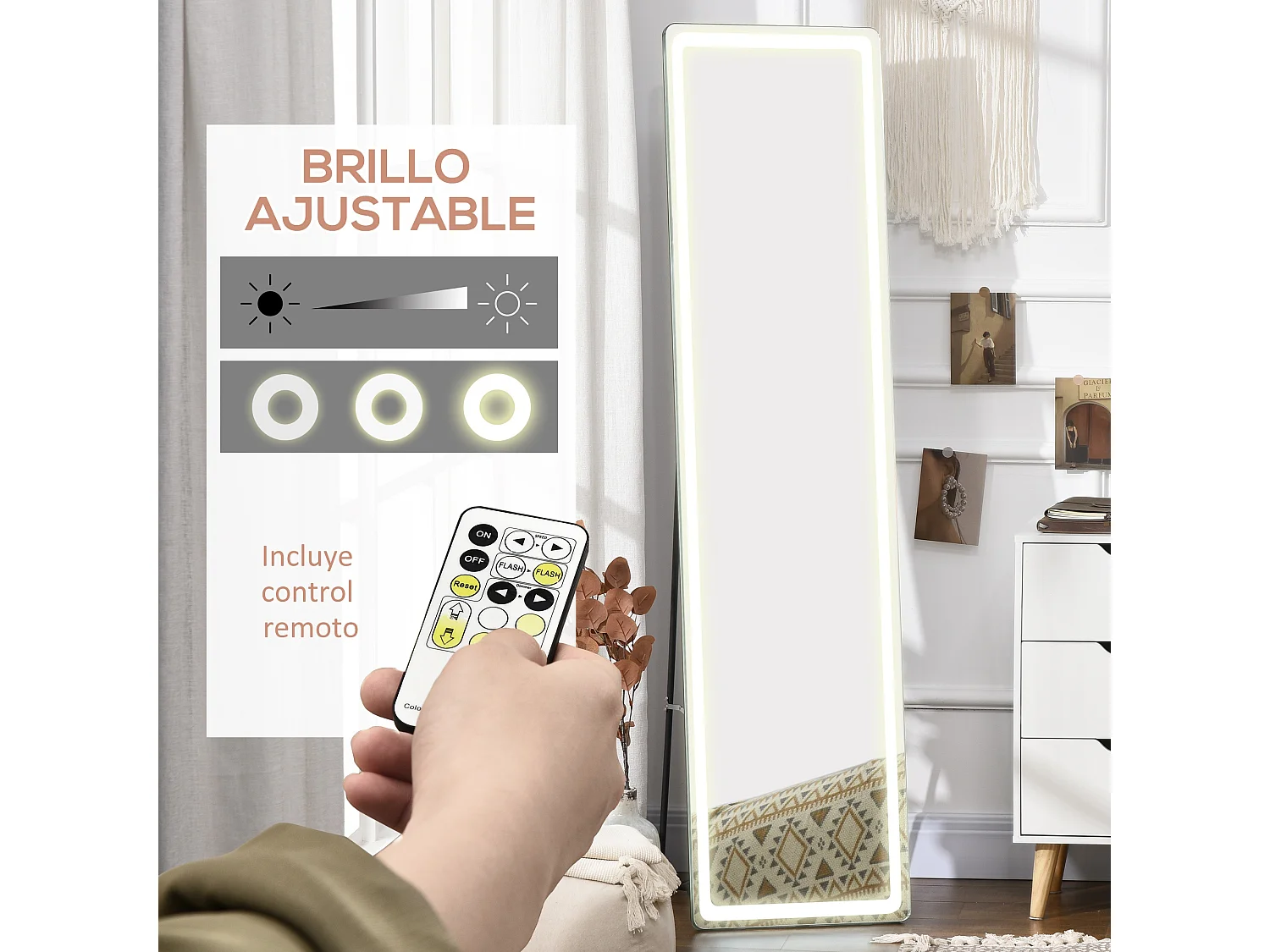 Espejo de pie plata y negro 40x37x157.5 cm HOMCOM