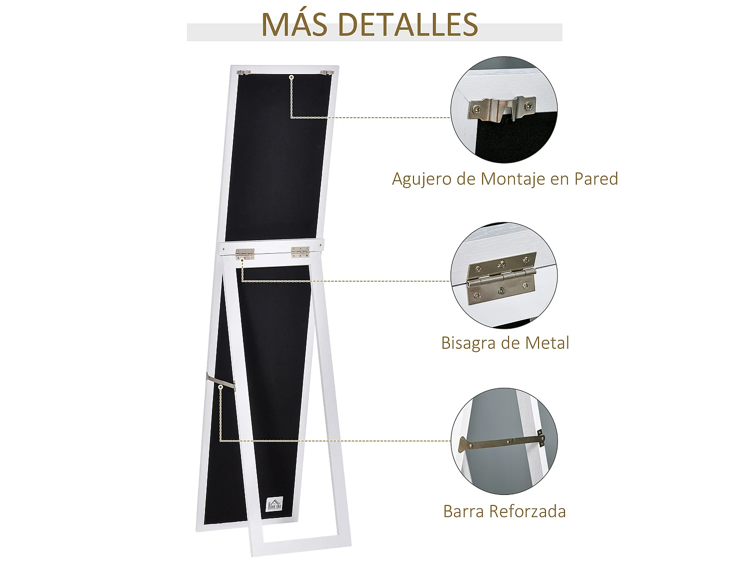 Espejo de pie blanco 37x37x154 cm HOMCOM